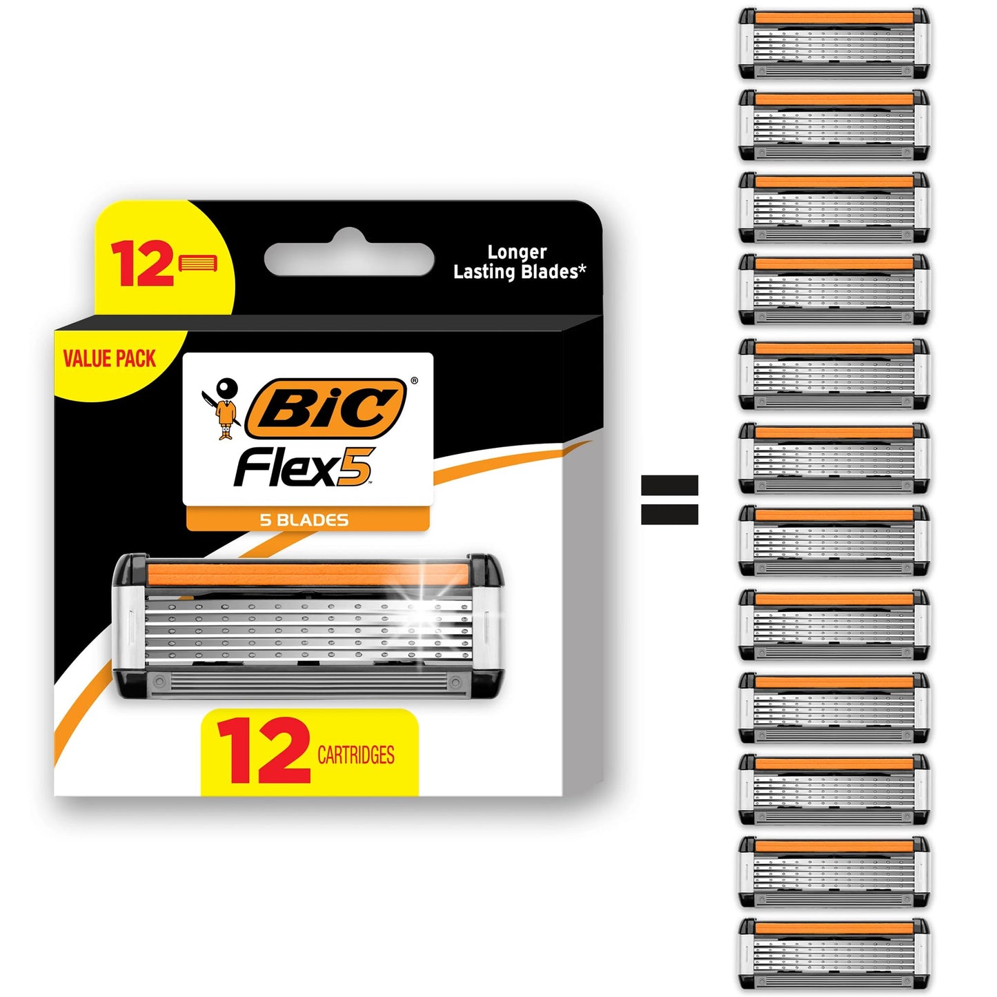 BIC Flex 5 Refillable Razors for Men, Long-Lasting 5 Blade Razors Refills for a Smooth and Comfortable Shave, 12 Razor Cartridges Beauty and Personal Care BIC Default Title