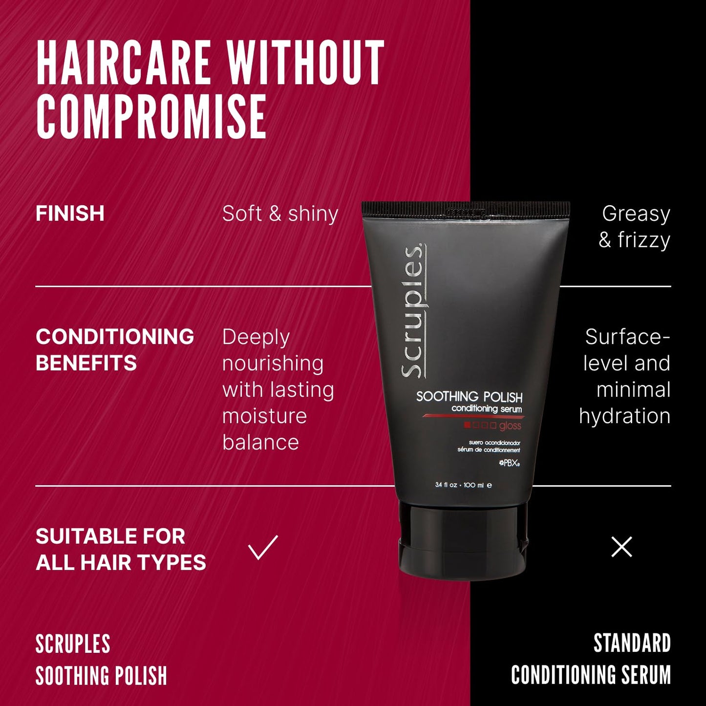 Scruples Soothing Polish Conditioning Serum - Anti Frizz Hair Serum to Smooth & Tame Strands - Hair Detangler for Shine (3.4 oz)