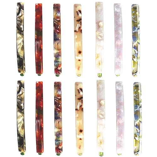 MIAO JIN 14 Pcs Hair Clips Bobby pins Acetate Barrettes Hair Accessories Fashion Geometric Bobby Hair Clips (7 Design)