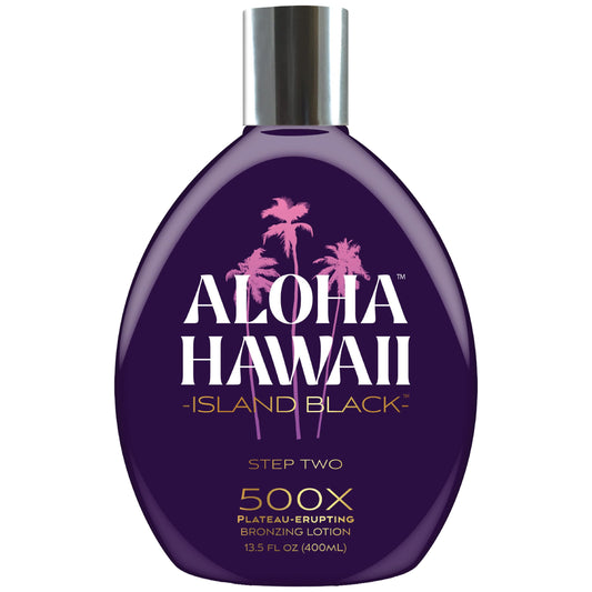 Aloha Hawaii Island Black Tanning Lotion, 500X Plateau-Erupting Bronzer with Copper Peptides, Hyaluronic Acid & Ceramides, 13.5 Fl Oz