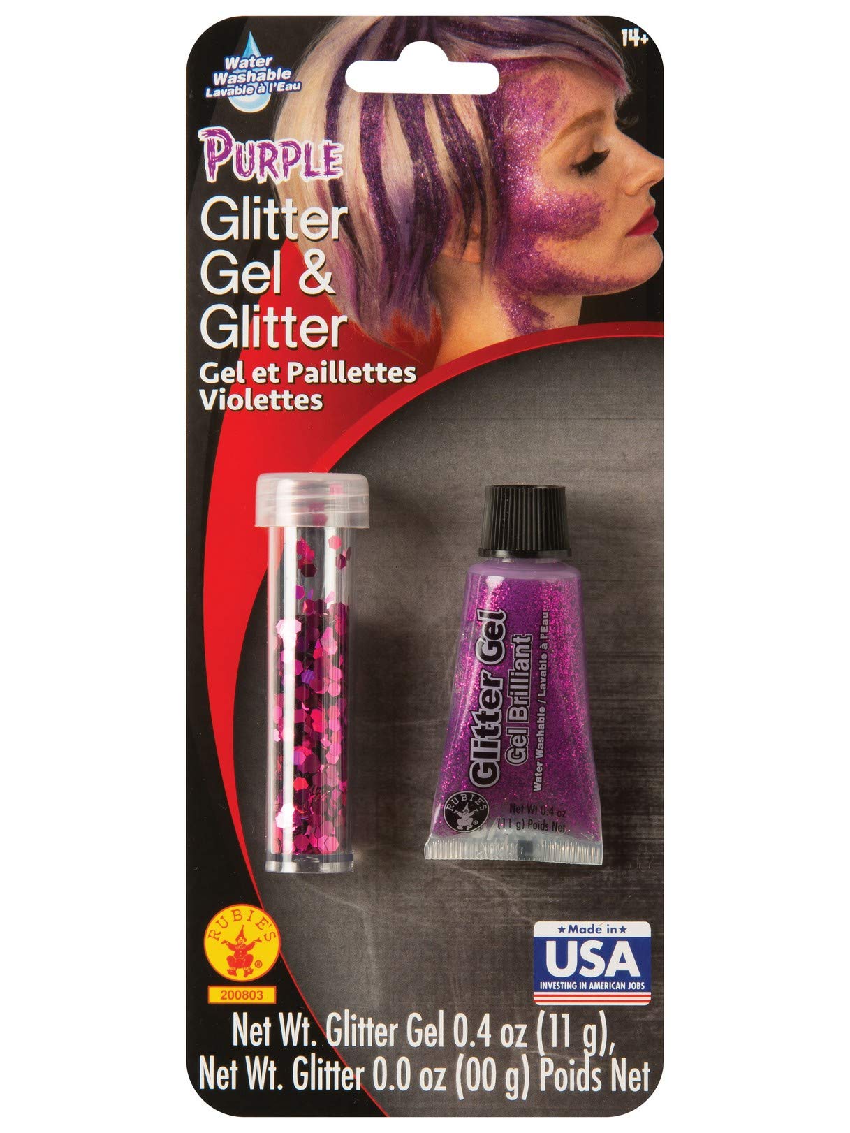 Rubies Chunky Purple Loose and Gel Glitter Makeup Set .4 Ounces
