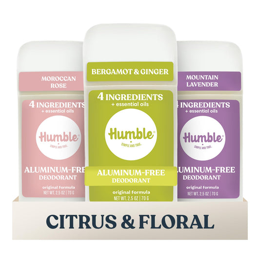 Humble Aluminum-Free Deodorant for Women & Men, Citrus & Floral Variety Pack - Clean & Fresh Natural Deodorant Stick with Essential Oils Beauty and Personal Care HUMBLE SIMPLE AND TRUE.