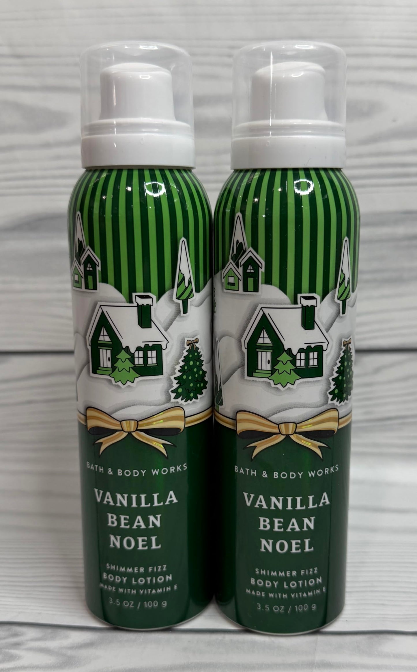 Bath & Body Works Vanilla Bean Noel Fizz Shimmer Body Lotion 3.5 Ounces Each Pack of 2