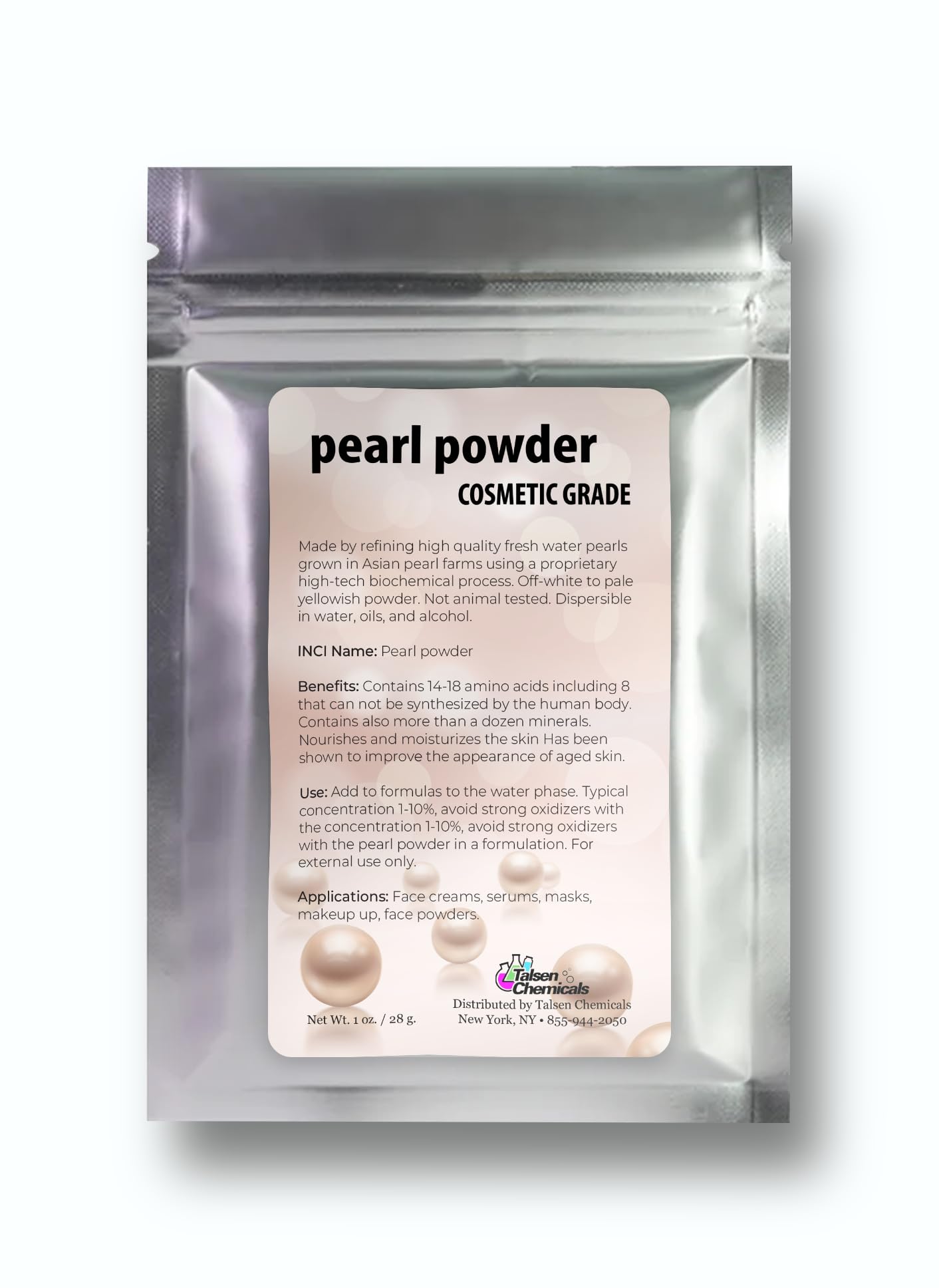 Talsen Chemicals Pure Pearl Powder DIY Cosmetic Grade Pearl Powder For Face, Making Face Mask, Cream And Lotion (1 Ounce / 28 gram)