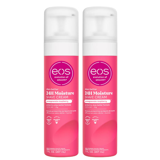 eos Shea Better Shave Cream- Pomegranate Raspberry, Shea Butter, Aloe Vera, 24H Moisturizing Shaving Cream for Women, 7 fl oz, 2-Pack Beauty and Personal Care eos