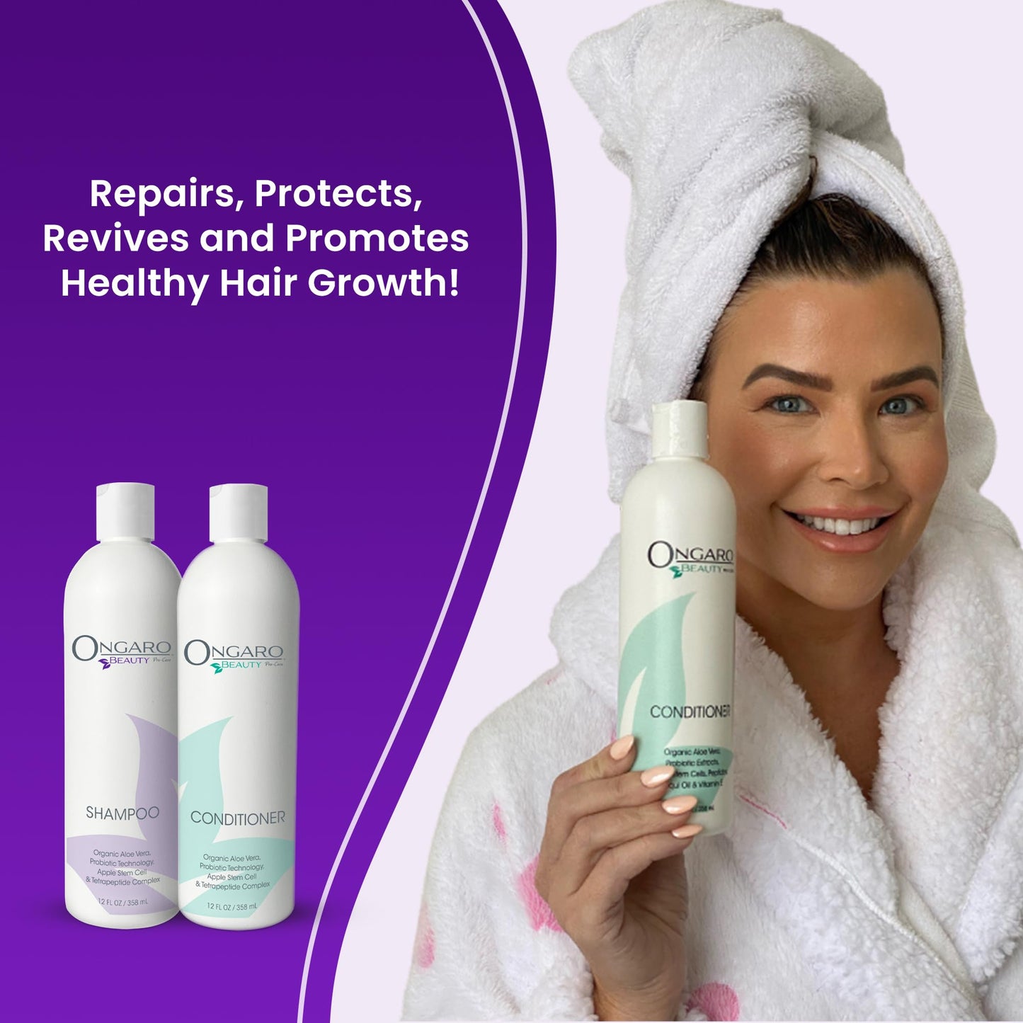 Ongaro Beauty Sulfate-Free Organic Shampoo and Conditioner Set for Women and Men, Hair Care with Aloe Vera - Cruelty-Free, Non-Toxic, Nourishing