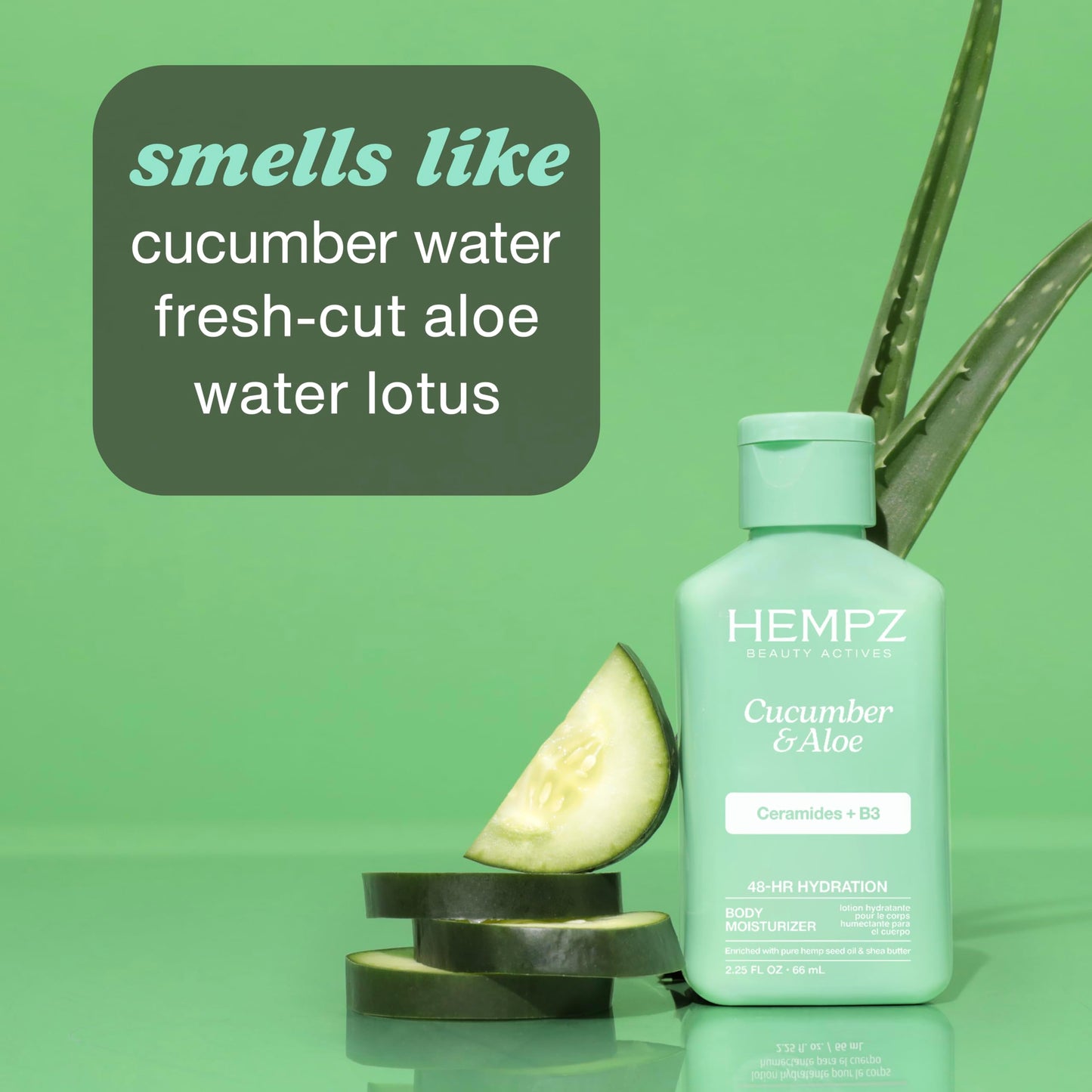 Hempz Body Lotion - Cucumber & Aloe Limited Edition Mini Daily Moisturizing Cream, Shea Butter, Aloe, Body Moisturizer - Skin Care Products, All