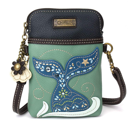 CHALA Dazzled Cell Phone Crossbody Purse-Women PU Leather Multicolor Handbag with Adjustable Strap - Mermaid Tail - teal Fashion CHALA