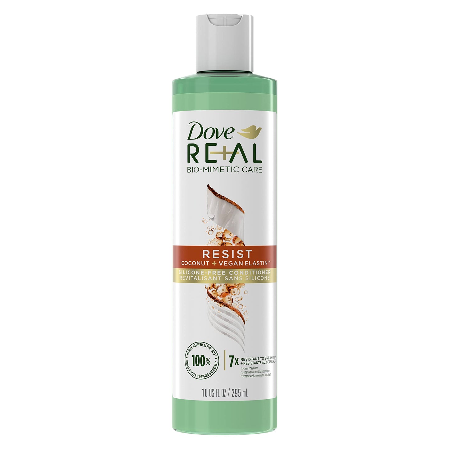 Dove RE+AL Bio-Mimetic Care Conditioner For Breakage-Prone Hair Resist Silicone-Free Conditioner With Coconut + Vegan Elastin 10oz