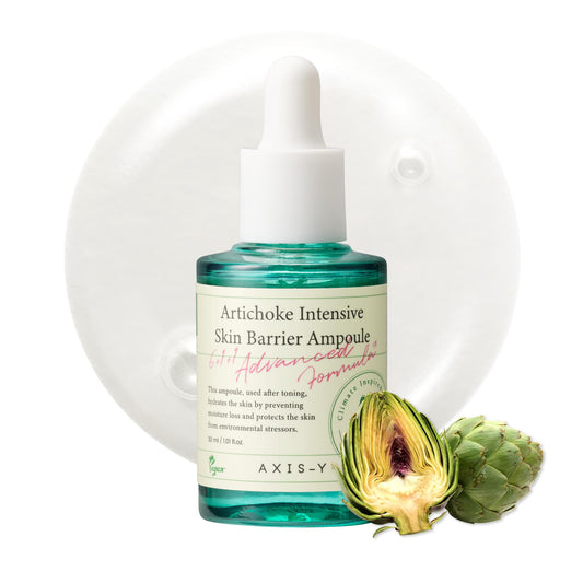 AXIS-Y Artichoke Intensive Skin Barrier Ampoule - Face Moisturizer Dark Spot Corrector Centella Ampoule - Vegan Korean Skin Care Facial Serum for All