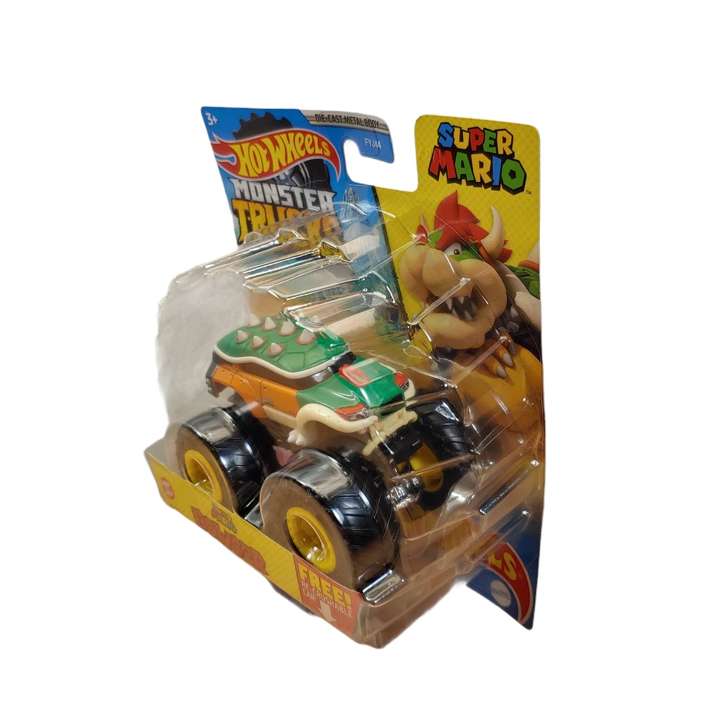 Hot Wheels Monster Trucks 2021 #16/75 Super Mario Bowser with Re-Crushable Car