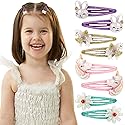 Girls Unicorn Hair Clips Toddler Girls Snap Clips with Cute Flower Pattern,Lovely Rabbit Metal Snap Hair Pins,Cute Flower Hair Clip for Toddlers