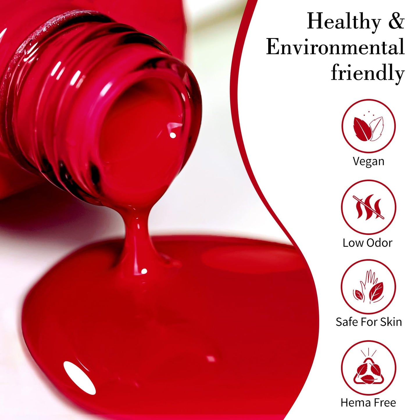 CANNI Gel Nail Polish Red Colors, 1Pcs Red Gel Polish High Gloss Soak Off UV Nail French Nail Manicure Salon DIY Beauty and Personal Care CANNI