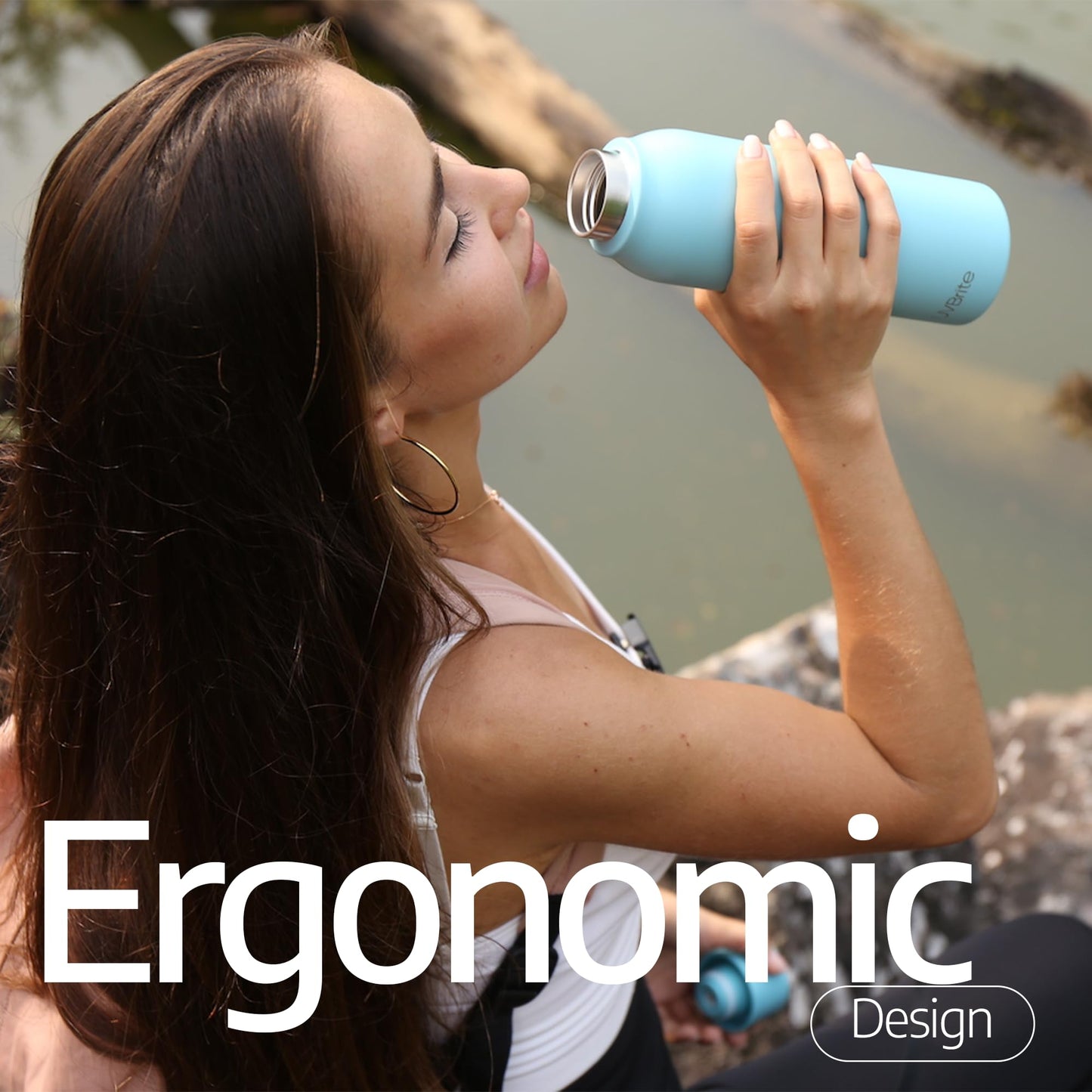 UVBRITE UV self-Cleaning and Water-Purifying Bottle -18.6 Ounce Insulated Rechargeable Stainless-Steel Tumbler w/Safety Lock Prevents Accidental