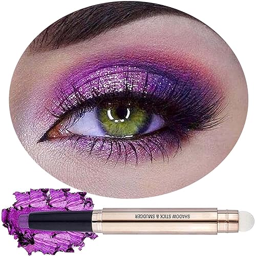 Daeuwiutr Purple Eyeshadow Stick for Eye Makeup, Cream Smooth Shimmer Glitter Eyeshadow Pencil, Hypoallergenic Waterproof Long Lasting Eye Shadow