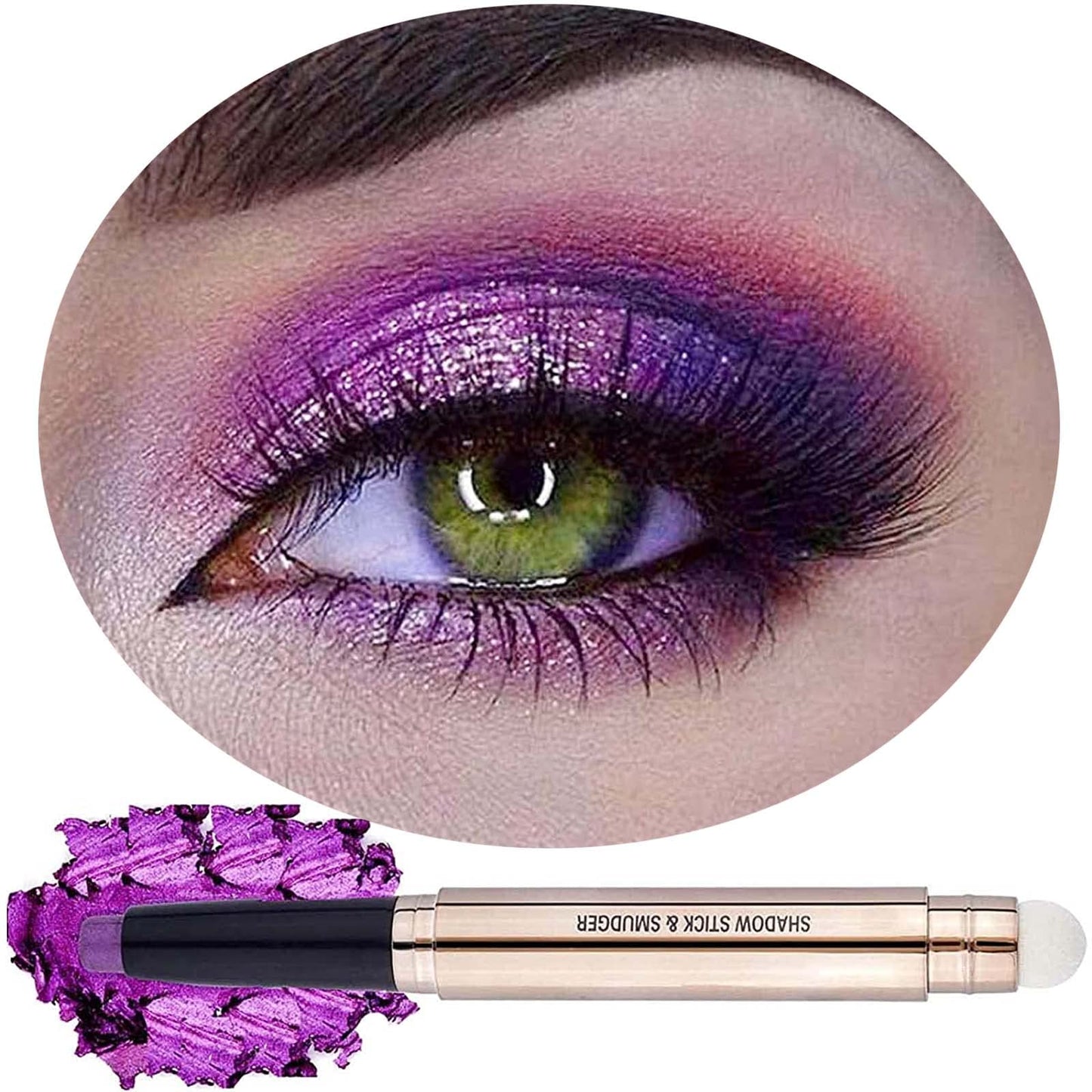 Daeuwiutr Purple Eyeshadow Stick for Eye Makeup, Cream Smooth Shimmer Glitter Eyeshadow Pencil, Hypoallergenic Waterproof Long Lasting Eye Shadow