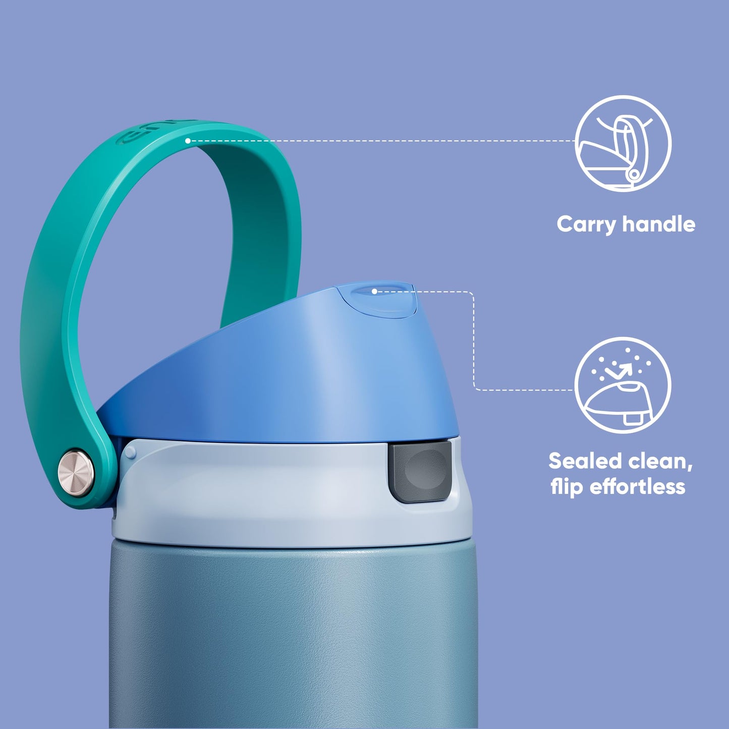 Encool Insulated Stainless Steel Water Bottle with Straw - Leak Proof Sports Water Bottle for School, Travel, Keeps Cold All Day, One-Touch Flip Lid