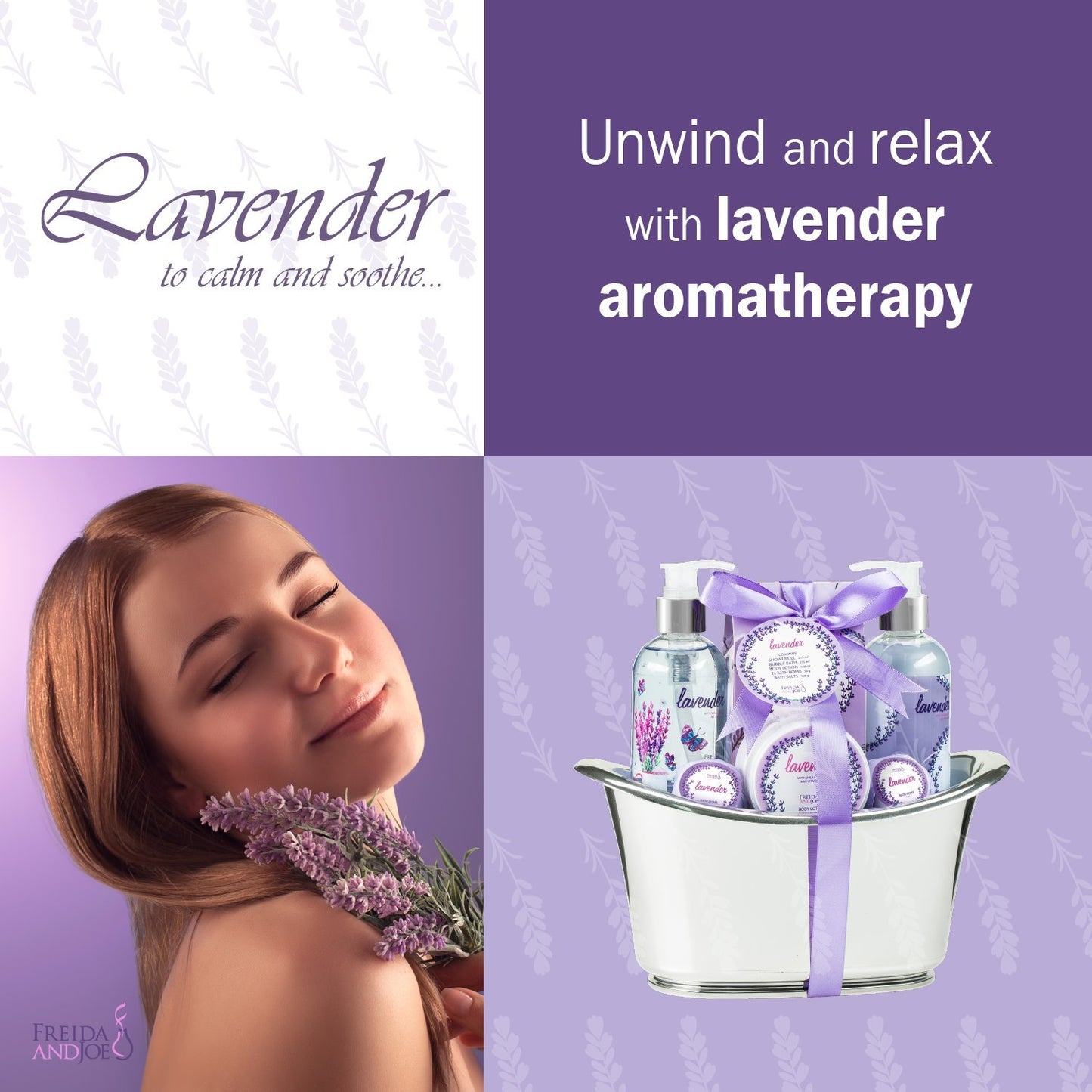 Aromatherapy Essentials Spa Set for Women in Large Silver Tub Bath Set Includes 2 Bath Bombs, Body Lotion, Bath Salts, Shower Gel, and Bubble Bath