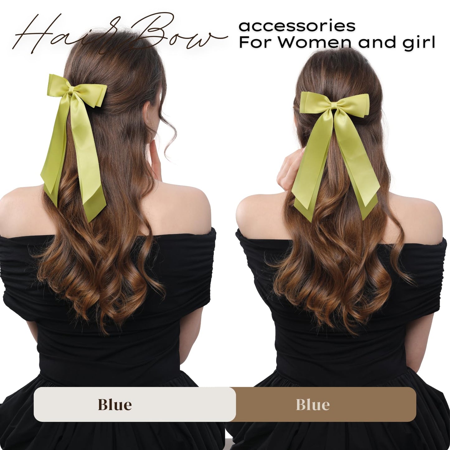 LuSeren 2 PCS Double Layer Hair Bows Yellow Hair Ribbon Clips Ponytail Holder Accessories for Women Girls Toddlers Teens Kids Beauty and Personal Care LuSeren