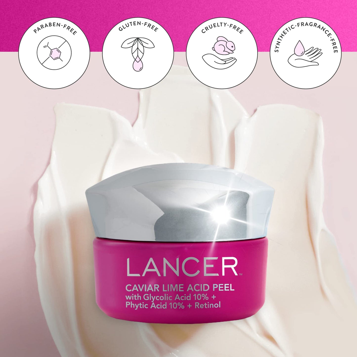 Lancer Skincare | Caviar Lime Acid & Retinol Peel | Glycolic Acid Chemical Peel for Face | Chemical Exfoliant for Dark Spots & Dead Skin Remover | 1.7