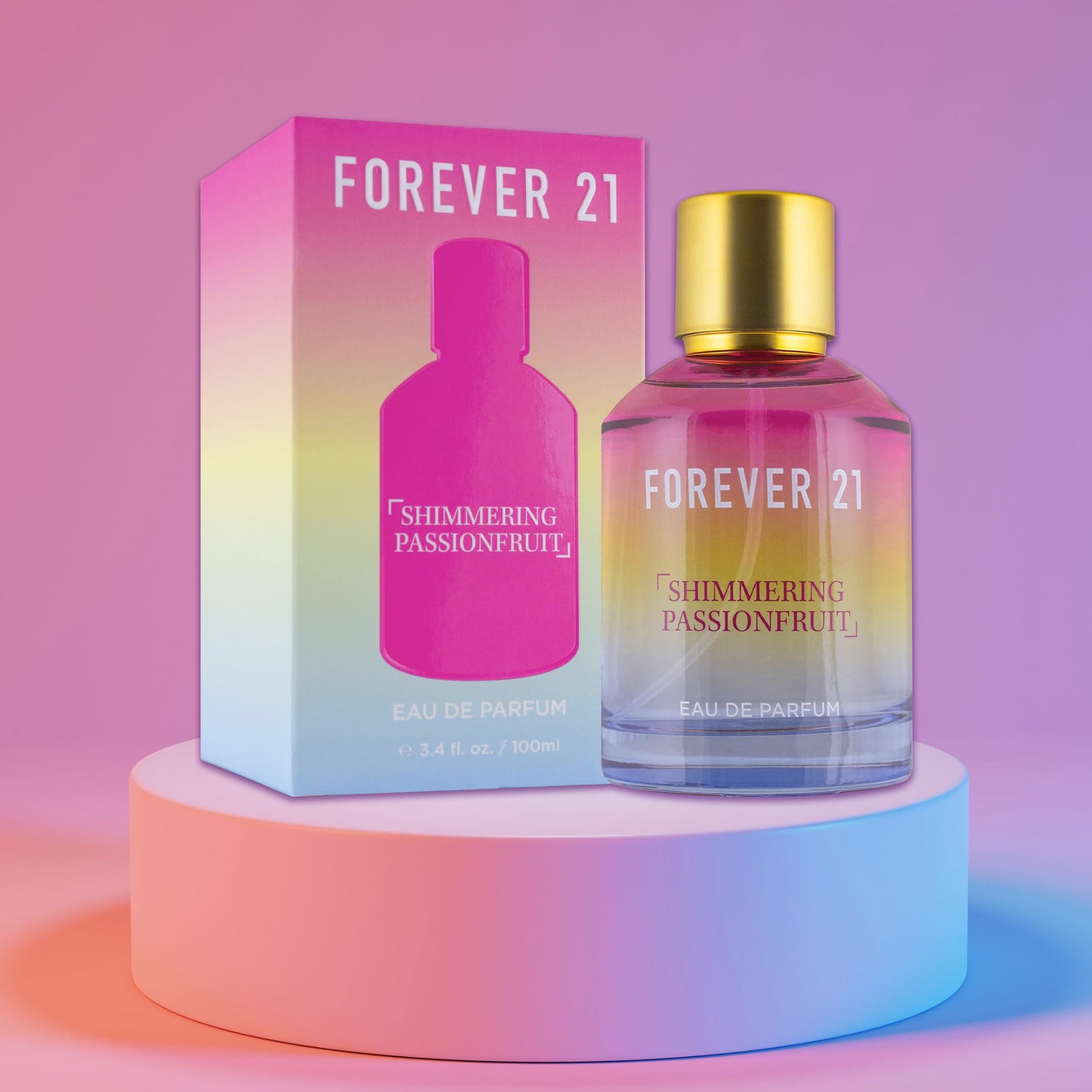 Forever 21 Shimmering Passionfruit Eau de Parfum for Her | Tropical & Fruity Everyday Scent | Perfume w/Passionfruit Top Notes, Fresh Basil Heart, and Coconut Milk Base | 3.4 fl. oz.
