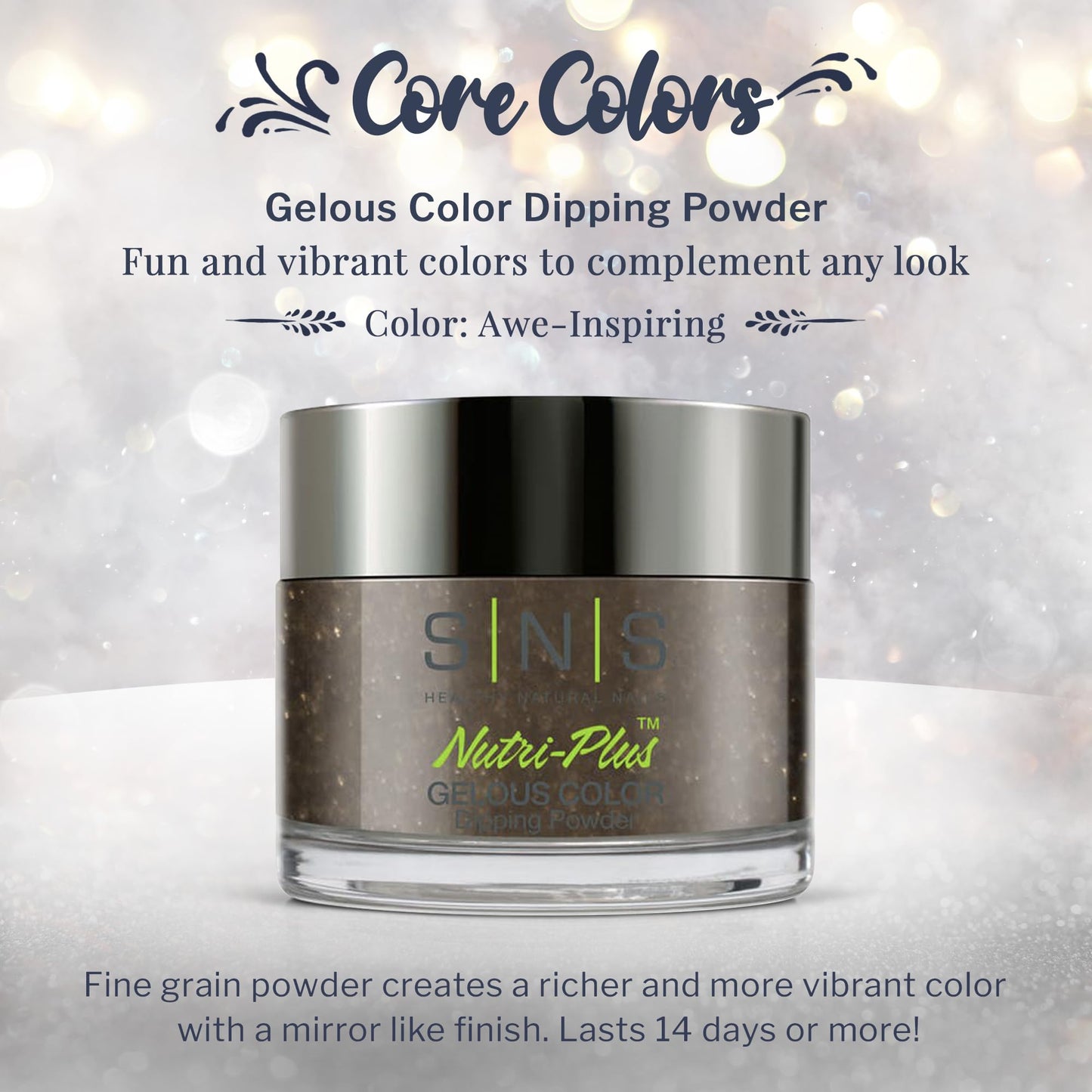 SNS Nail Dip Powder, Gelous Color Dipping Powder - Awe-Inspiring (Gray/Taupe, Shimmer) - Long-Lasting Dip Nail Color Lasts 14 Days - Low-Odor & No UV Beauty & Personal Care SNS Healthy Natural Nails
