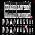 Beetles Acrylic Nails Kit 500Pcs Long Coffin Pre-Shaped Clear Full Cover Soft False Nails, Nail Tips Soak Off Easy Nail Extension Set for DIY Nails