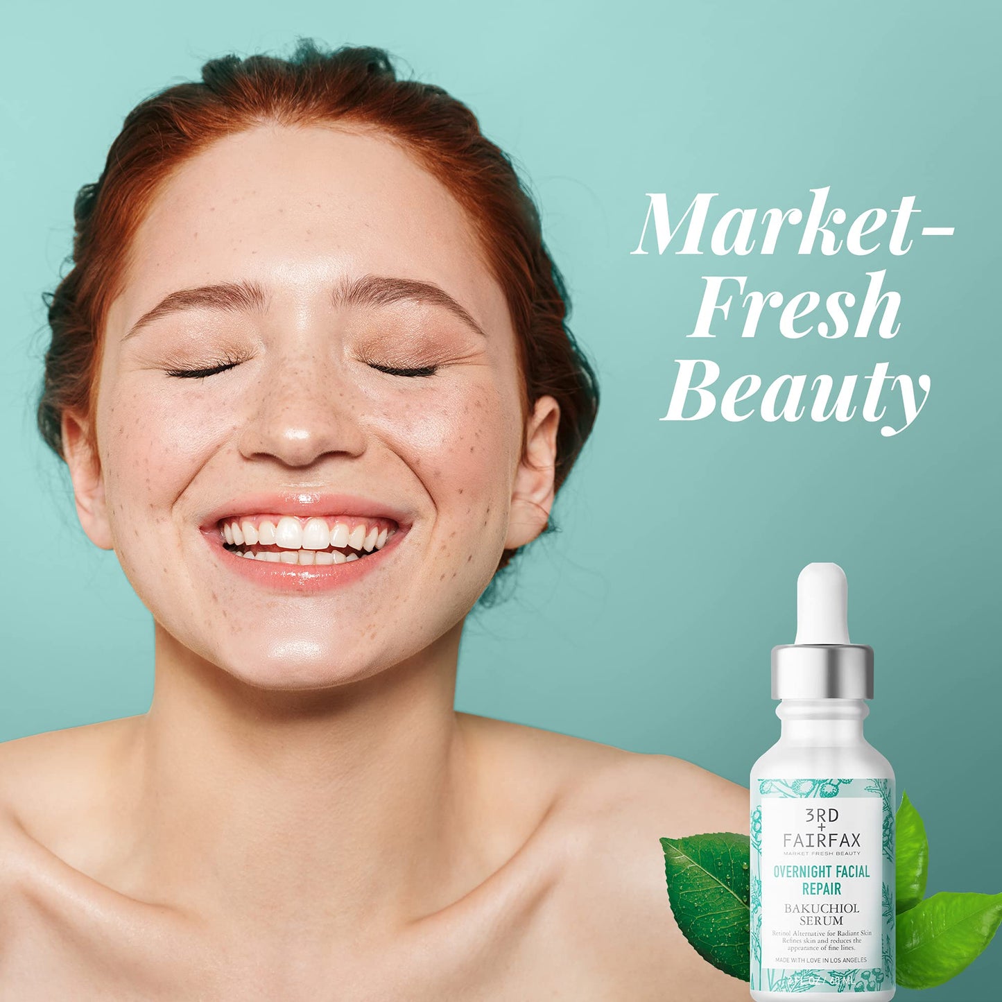 3rd + Fairfax Beauty - Bakuchiol Plant Based Retinol Alternative Facial Serum, Serum for Face, Nightly Face Care for Sensitive Skin, Overnight Repair