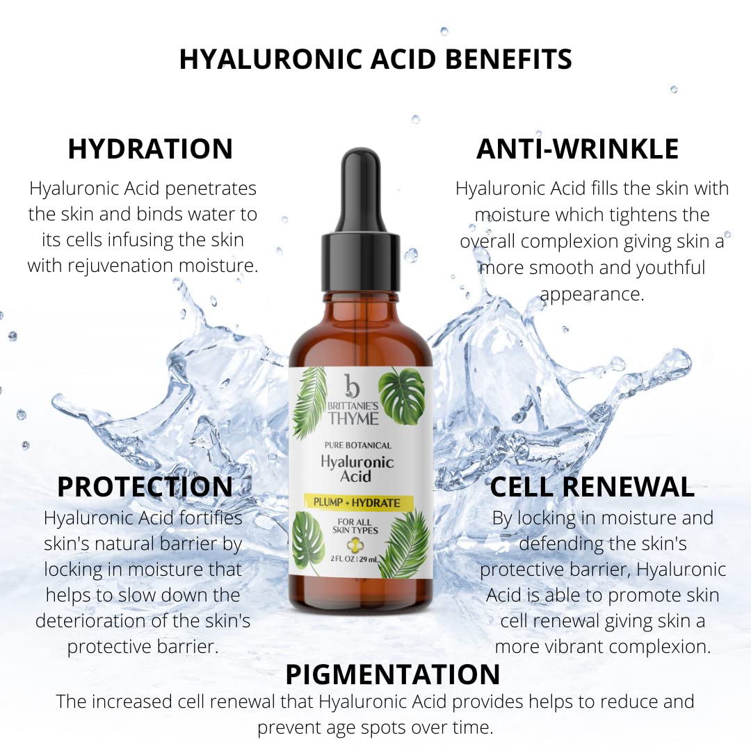 Brittanie’s Beauty Pure 100% Hyaluronic Acid Serum - Intense Hydration & Plumping Formula | Anti-Aging Serum for Fine Lines & Wrinkles | Deep Moisture