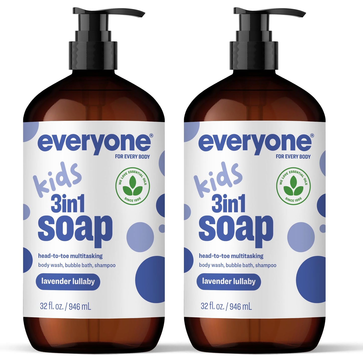 Everyone 3-in-1 Kids Soap, Body Wash, Bubble Bath, Shampoo, 32 Ounce (Pack of 2), Lavender Lullaby, made with Essential Oils for Toddlers, tweens Beauty and Personal Care everyone for every body Default Title