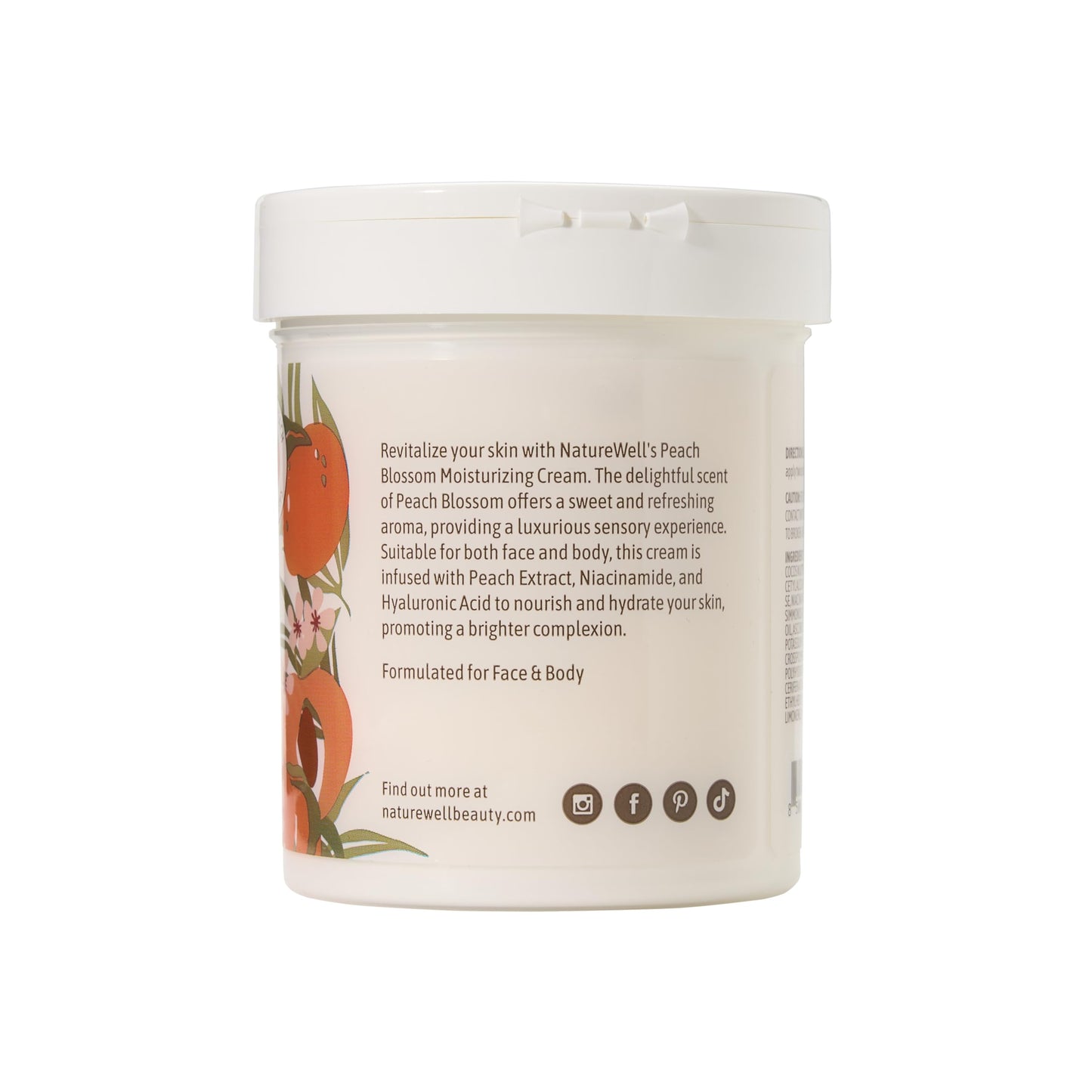 NATURE WELL Peach Blossom Restore & Brighten Moisturizing Cream For Face & Body, Infused With Peach Extract, Niacinamide, & Hyaluronic Acid, Promotes