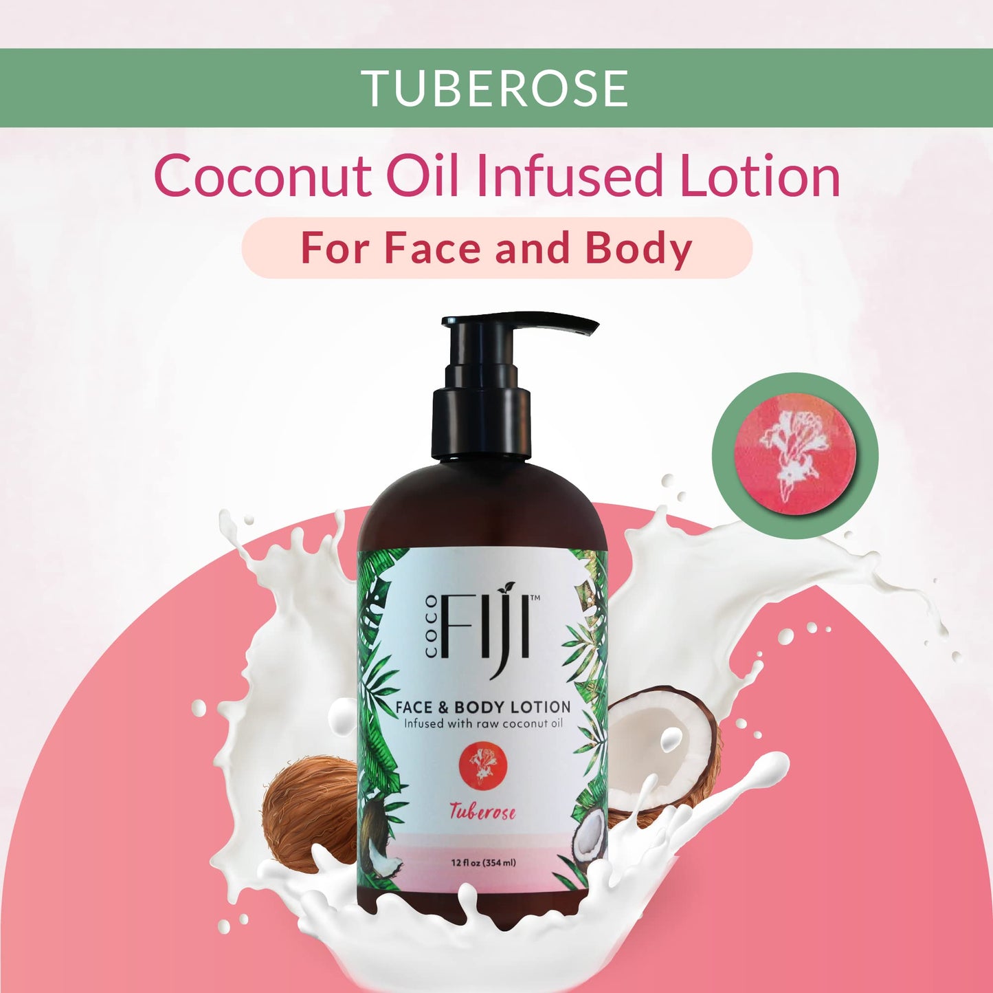 Coco Fiji Face & Body Lotion Infused With Coconut Oil | Lotion for Dry Skin | Moisturizer Face Cream & Massage Lotion for Women & Men | Tuberose 12