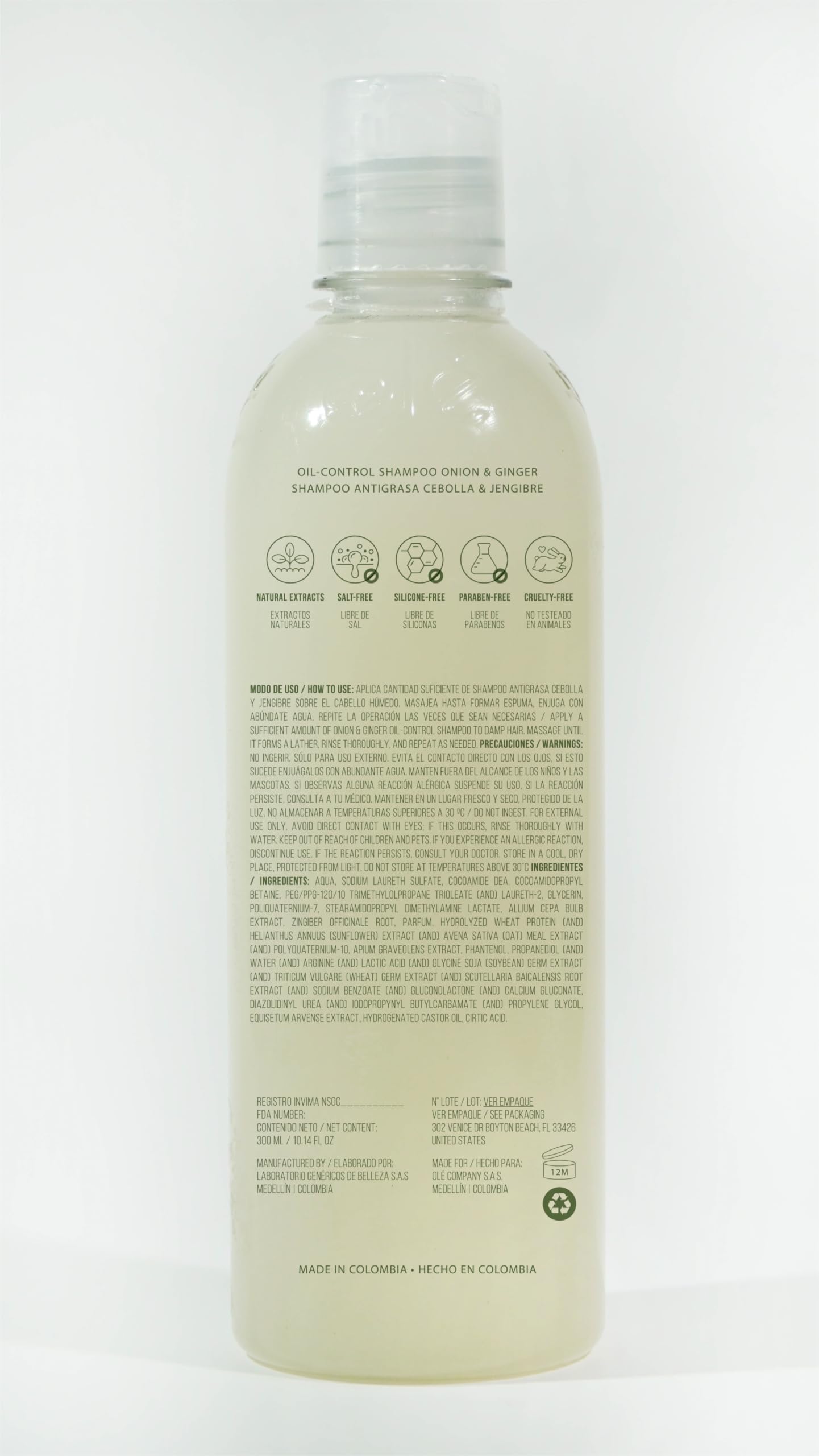 OLÉ Oil Control Hair Pack 4 Pieces - Rice Protein Pre-Shampoo + Onion, Ginger & Celery Shampoo + Mango & Tangerine Conditioner + Detangling thermo