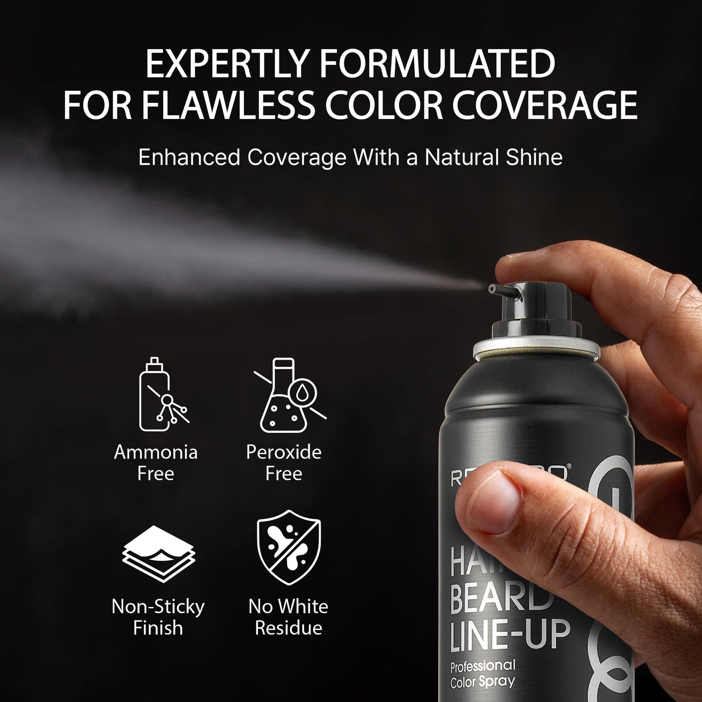 RED Pro GROOMANE Temporary Color Spray for Hair & Beard Line-Up, Barber Grade, Quick-Drying, 2X Longer-Lasting (Up to 20 Washes), Precision Nozzle, No