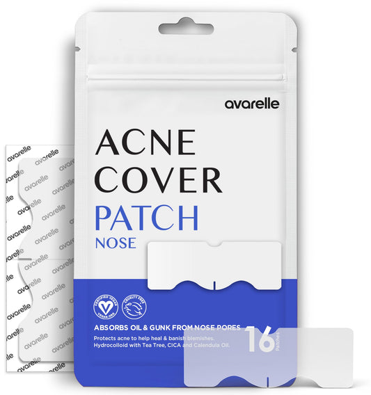 Avarelle ZitOut Nose Patches (16 Patches) | Tea Tree Acne Patches for Nose Zits & Pore Blackhead | Nose Strips for Blackheads with Niacinamide |