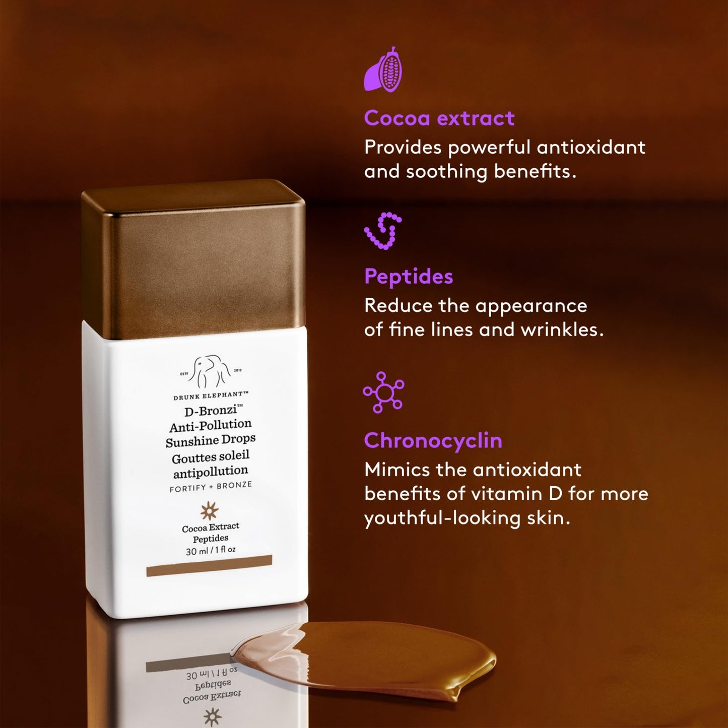 Drunk Elephant D-Bronzi Sunshine Drops - 30 ml/1 fl oz - Bronzing Color Serum Drops - Clean Clinical Skincare - Cruelty-Free - Dermatologist-Tested