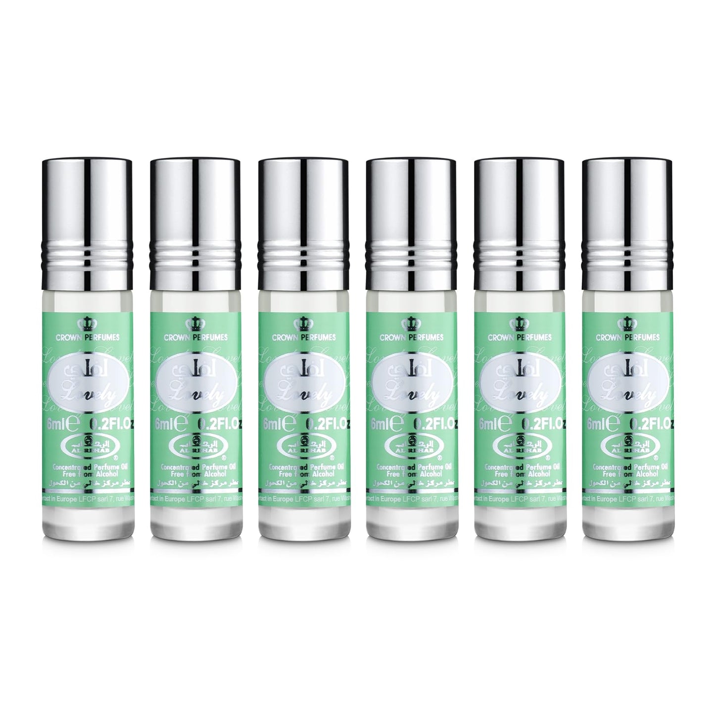 Al Rehab perfumes Lovely Concentrated Perfume Rollerball for Unisex 6 Ml/0.20 Oz (Pack Of 6)