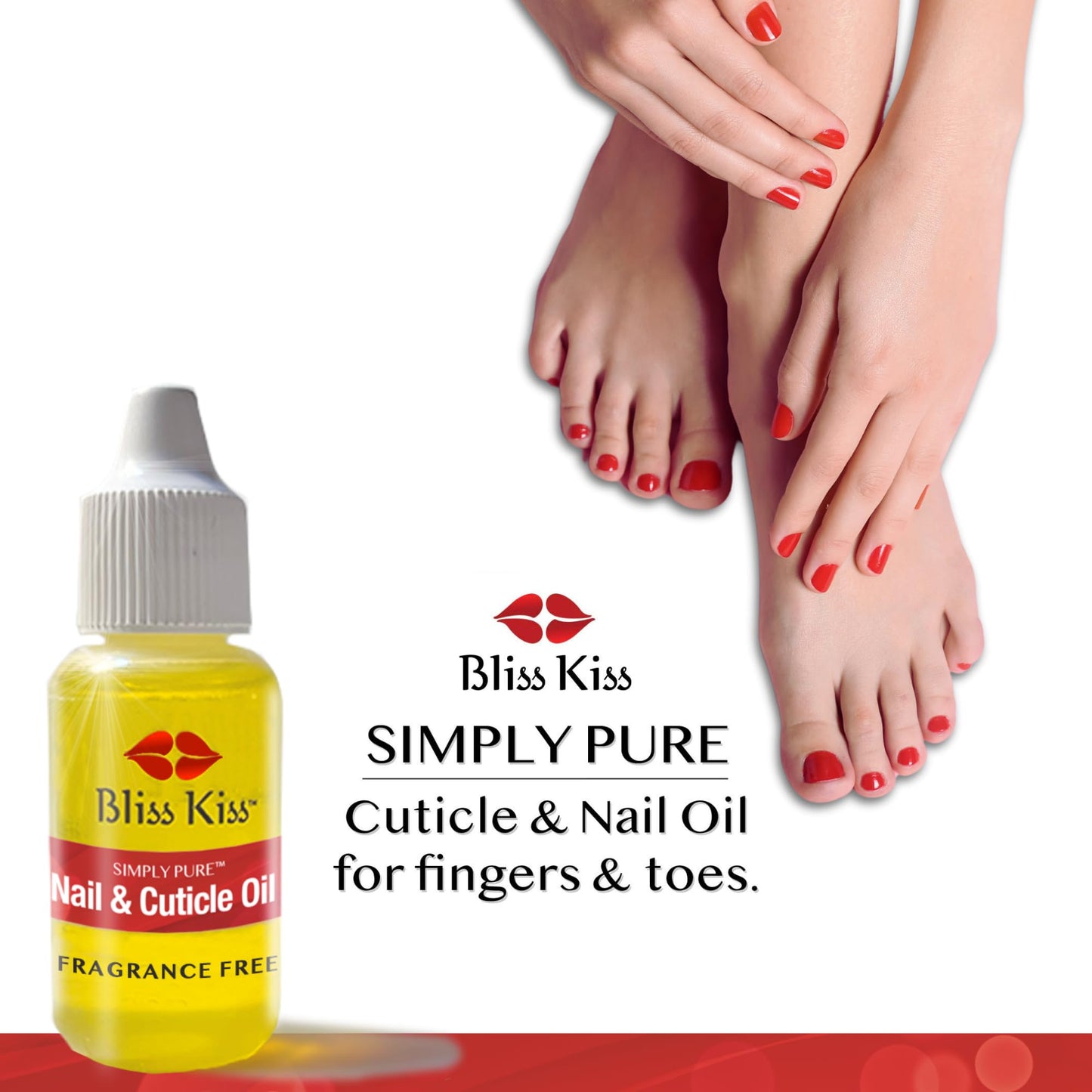 Bliss Kiss | Fragrance Free | Nail Oil Cuticle Dropper w/Vitamin E & Jojoba?Nail Strengthener Nail Growth Oil and Serum for Brittle Peeling Breaking