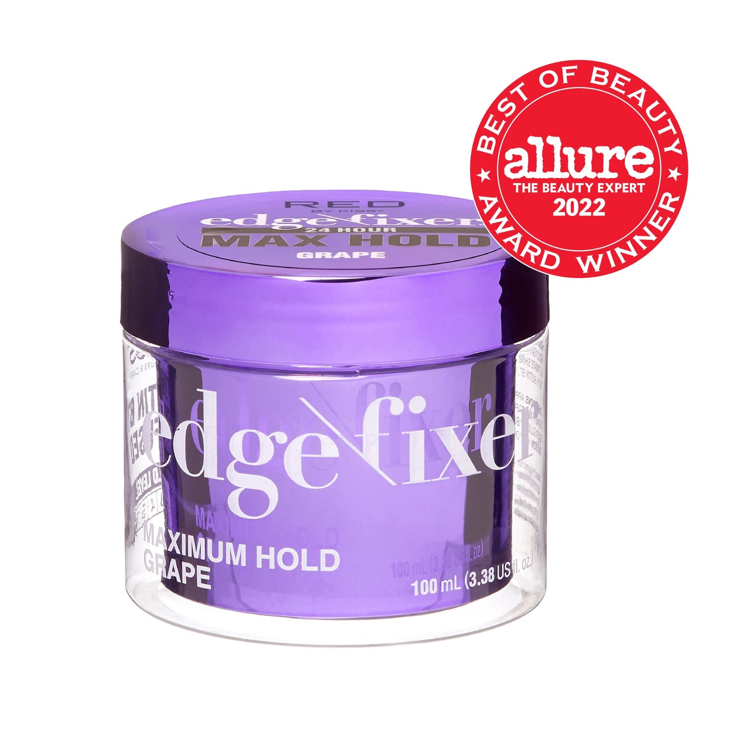 RED by Kiss Edge Fixer Hair Shine Gel, 24 Hour Max Hold, Non-Flaking, Biotin B7 Infused, Natural Styling, Professional Edge Control Wax, Perfect