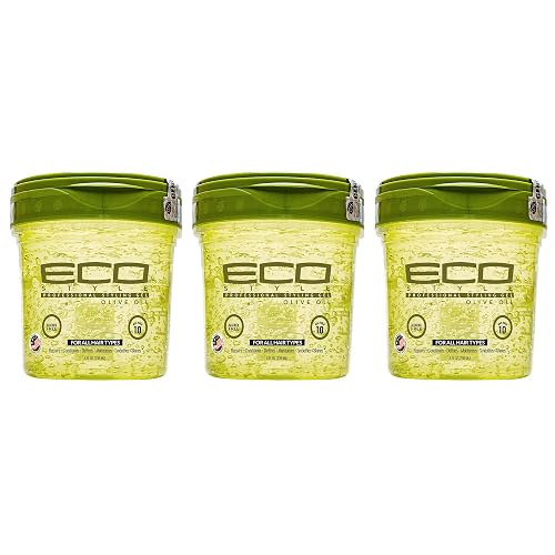 Eco Style Olive Oil Professional Styling Hair Gel, 16 oz (Pack of 3)