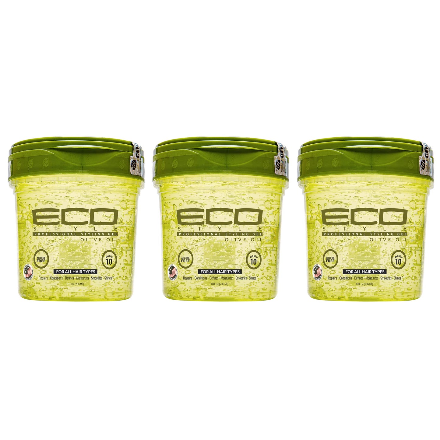 Eco Style Olive Oil Professional Styling Hair Gel, 16 oz (Pack of 3)