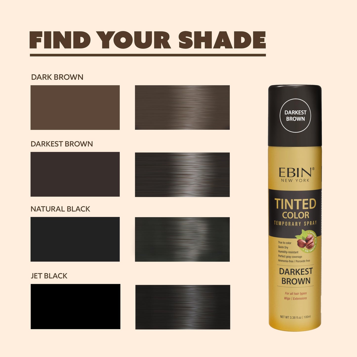 Tinted Color Temporary Hair Color Spray - 3.38oz Natural Black, Perfect Gray Coverage, Root Touch Up, Quick Dry, Humidity-Resistant & Jojoba Oil