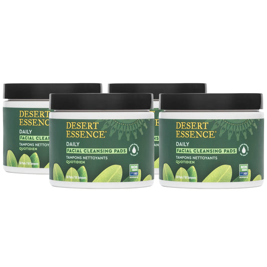 Desert Essene Daily Facial Cleansing Pads with Pure Australian Tea Tree, Witch Hazel, Calendula & Chamomile - Reduce Oil, Minimize Pores - Plant-Based