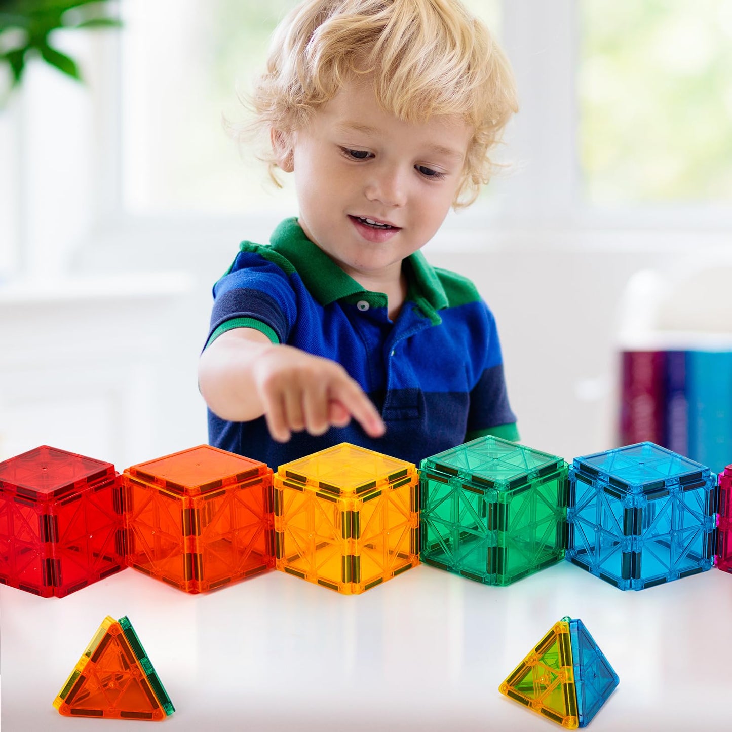 FNJO Magnetic Tiles 110pcs – Magnet Building Blocks Set, STEM Construction Toys for Kids, Montessori Preschool Learning & Classroom Play