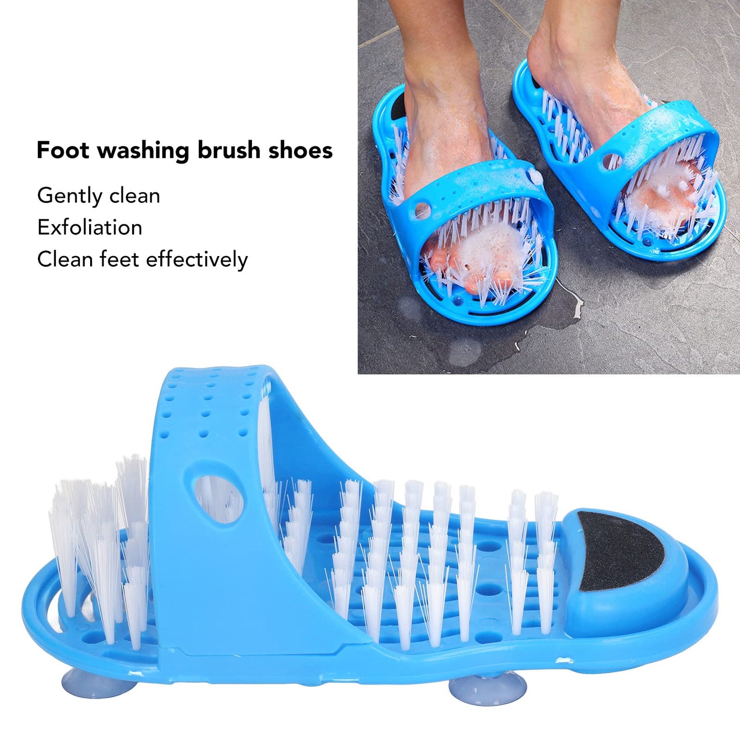 Shower Foot Scrubber, Spa Massager Slippers with Suction Cups Remove Dead Skin Exfoliating Easy Feet Cleaning Brush Feet Washer Shower for Unisex Beauty and Personal Care Yosoo