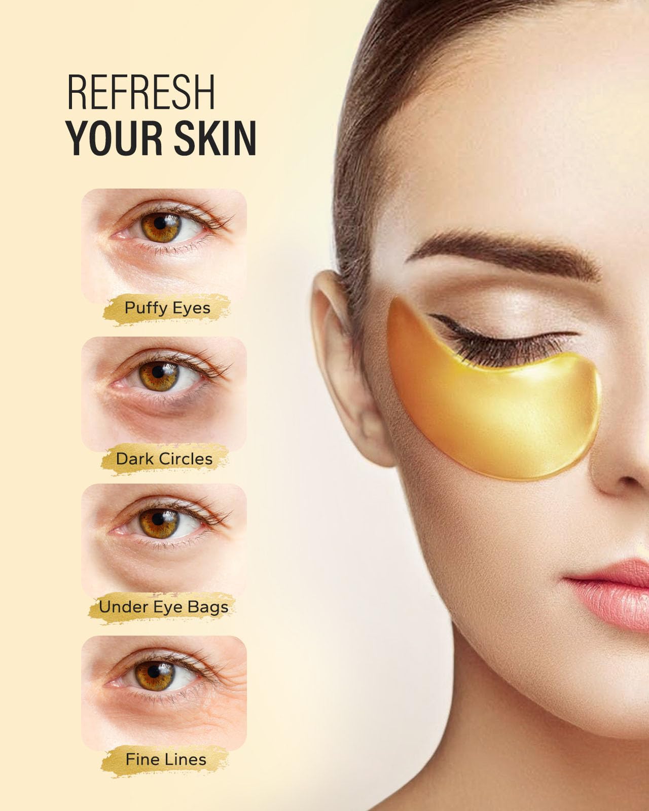Maskiss 24k Gold Under Eye Patches (30 Pairs), Eye Mask, Collagen Skin Care Products, Eye Patches for Puffy Eyes, Eye Masks for Dark Circles