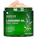Majestic Pure Lavender Oil Foot Cream, Warming Cream - Calluses, Dry Cracked Feet, Hands, Heels, Elbow, Nails, and Knees - Softens & Moisturizes Skin