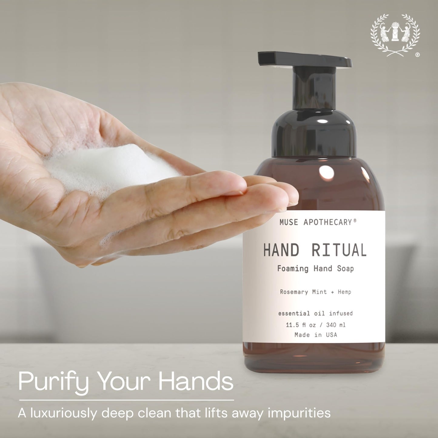 Muse Apothecary Hand Ritual - Aromatic and Nourishing Foaming Hand Soap, Infused with Natural Aromatherapy Essential Oils - USDA Certified Biobased