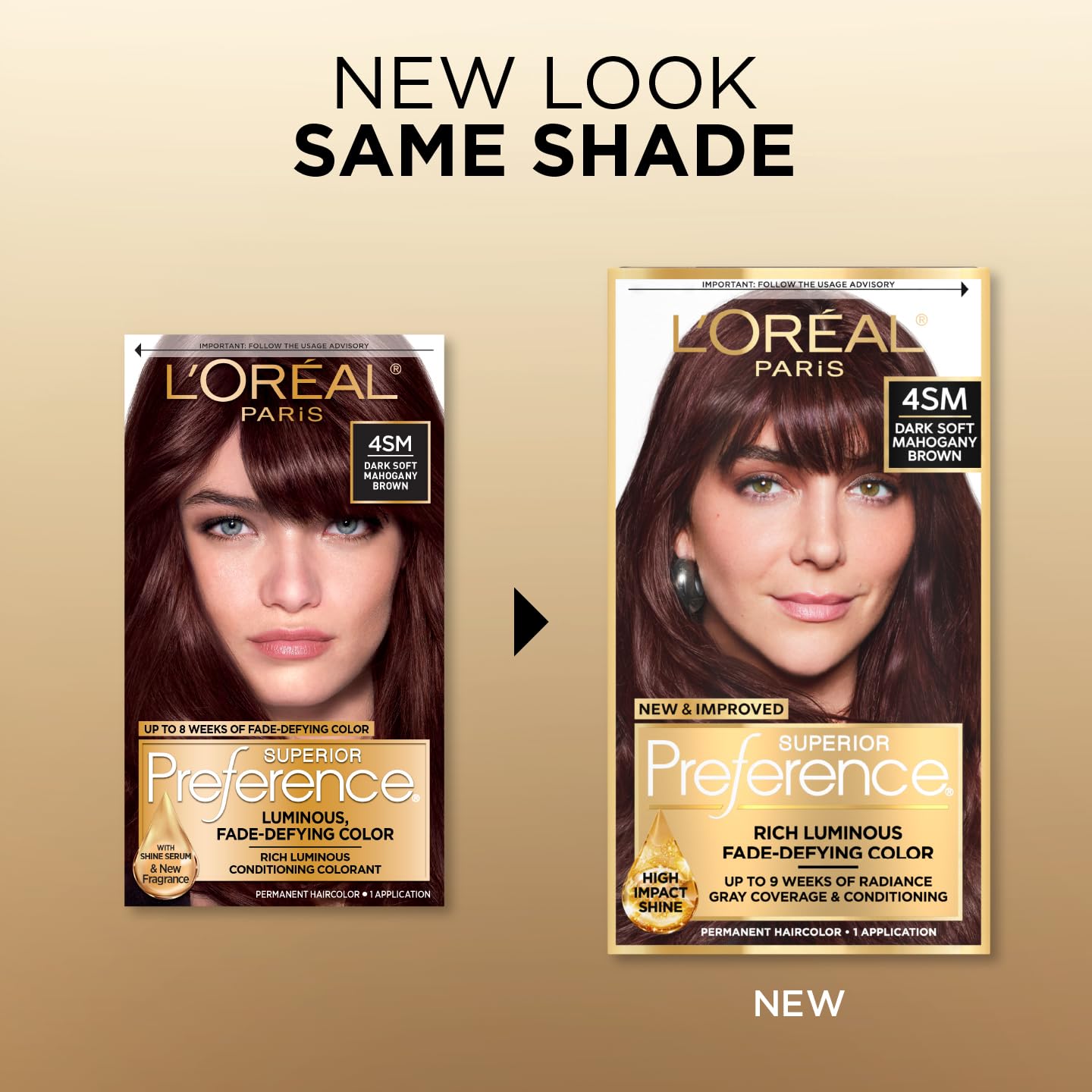L'Oreal Paris Superior Preference Luminous Fade-Defying Permanent Hair Color, Hair Dye For Up to 9 Weeks of Radiance, Dark Soft Mahogany Brown 4SM, 1
