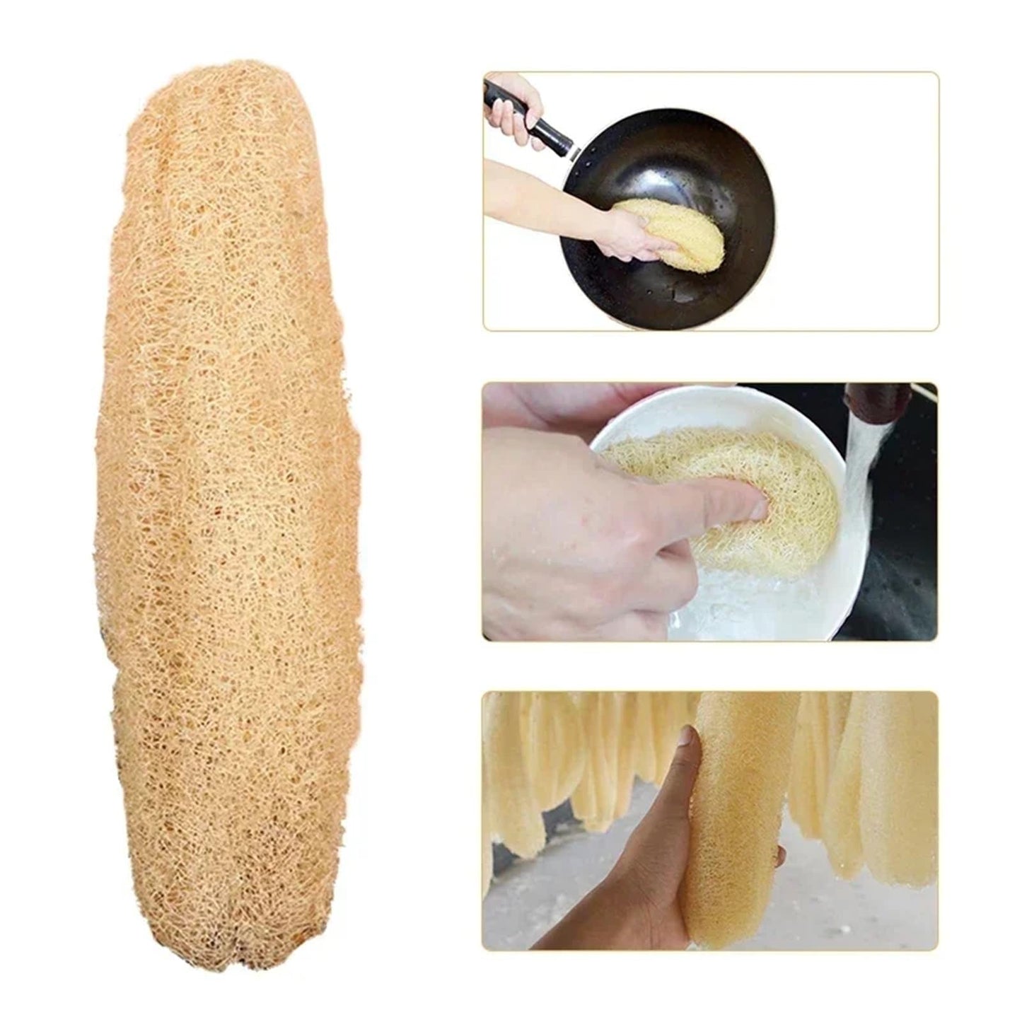 2PCS Natural Loofah Luffa Loofa Bath Body Shower Exfoliating Scrubber Sponge Kitchen Scrub Pad Rub Pot Dishes Cleaning Brush(2PCS(20-29cm)) Beauty and Personal Care HIVJEEDYH